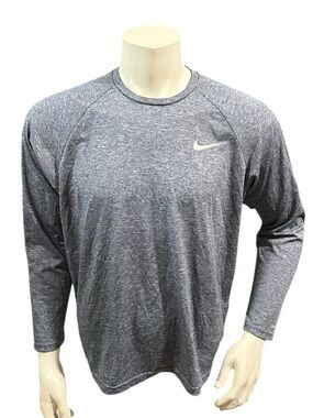 Nike Swim Men's Athletic T-shirt Blue Sleeve Shirt Long Sleeve Dri-Fit L
